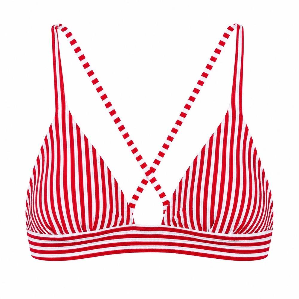 Striped‎ NWT Textured Triangle Bikini Top Small beach swim Resortwear nautical